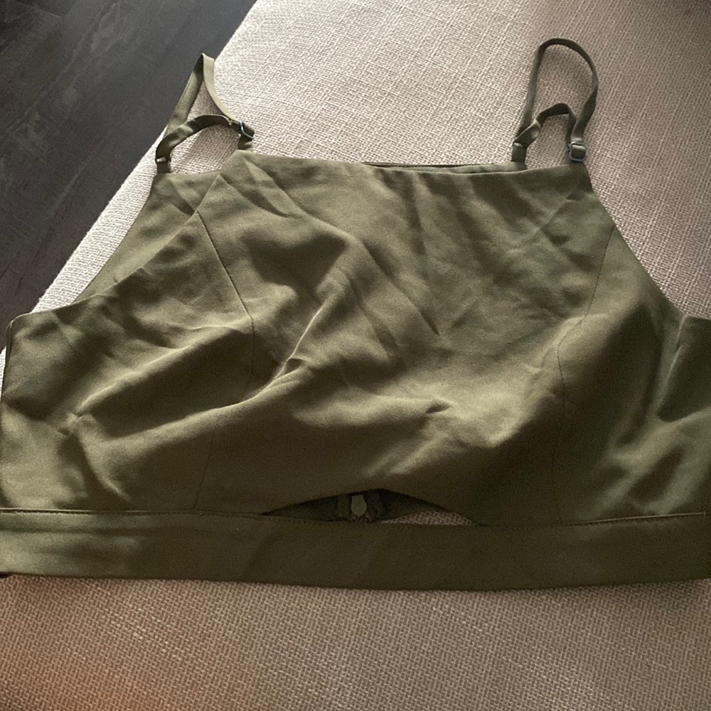 Olive green crop top in size L